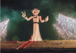  ??  ?? Zozobra went up in flames at Fort Marcy Park in Santa Fe on Sept. 4, 2020. There was no crowd attending the event in 2020. This year’s event will have an in-person audience and will be broadcast on KOAT-TV.