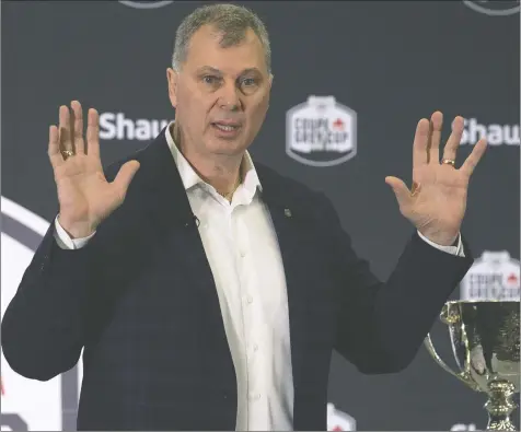  ??  ?? CFL commission­er Randy Ambrosie announced on Tuesday that the regular season has been postponed. — THE CANADIAN PRESS