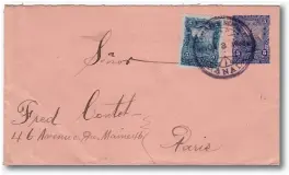  ?? ?? A 5c postal stationery envelope of 1893 uprated with a 5c adhesive in the same design. Note the designs included the year of issue. Apparently a genuine usage to France, although many prepared covers exist.