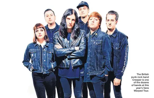  ??  ?? The British punk rock band Creeper is one of the dozens of bands at this year’s Vans Warped Tour.
