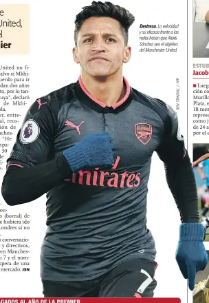  ??  ?? Destreza. La velocidad y su eficacia frente a las redes hacen que Alexis Sánchez sea el objetivo del Manchester United.