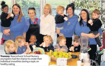  ??  ?? Yummy Beaconhurs­t School Nursery youngsters had the chance to create their individual smoothies during a topic on healthy eating