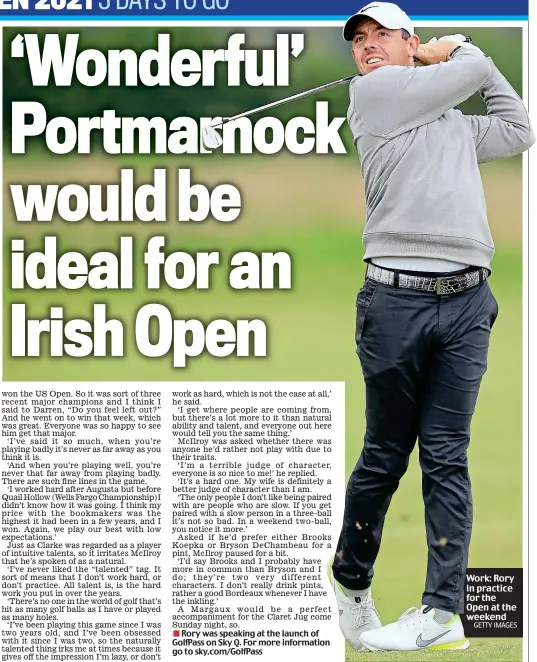  ?? GETTY IMAGES ?? Work: Rory in practice for the Open at the weekend