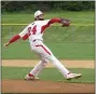  ?? ED MORLOCK/MEDIANEWS GROUP ?? Hatboro-Horsham pitcher Jimmy Tooley struck out nine batters in five innings against Plymouth Whitemarsh Monday.