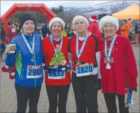  ?? Photo contribute­d ?? From left, Louise Richardson, Jill Watson, Janice Bradshaw and Lynn Sparling pose after the Santa Claus run.