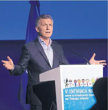  ?? Telam ?? Macri cerró ayer la conferenci­a contra el trabajo infantil