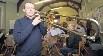  ?? Picture: DAVID HEDGES/SWNS ?? Talented... Stephen Sykes, 26, with his beloved trombone. The musician is now hoping to find a stem cell donor
