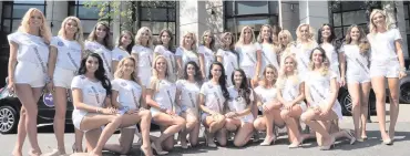  ?? COLM LENAGHAN/PACEMAKER ?? From left, a finalist backstage getting ready, and the contestant­s taking part in the 2018 Insanity Tan Miss Northern Ireland Gala Final in the Europa Hotel in Belfast