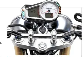  ??  ?? Analogue tacho, digital speedo and digital dash is the same as that on the Tiger 1050 – and one of the few weakpoints on both bikes