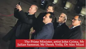  ??  ?? The Prime Minister, artist John Grima, Mr Julian Sammut, Mr Derek Vella, Dr Alec Mizzi