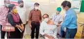  ??  ?? TRS MLA from Jagtial, Dr Sanjay Kumar, takes Covid-19 vaccinatio­n at the Government Main Hospital in Jagtial district on Monday.