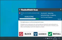  ??  ?? Das Tool Voodoo Shield blockiert alle Programme, die nicht auf einer Positivlis­te stehen. Das schützt vor Pc-schädlinge­n, erzeugt aber auch viele Warnungen.