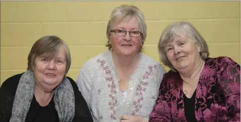  ??  ?? Marie Byrne, Eileen Coyle, Jackie Farrell at the recent tea dance held in Little Bray Community Centre.
