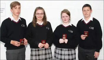  ??  ?? Second Year tutor awards, Sam Cody, Paige Kintsch Nolan, Sinead Barnes and Jamie Croke