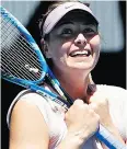  ?? MICHAEL DODGE / GETTY IMAGES ?? Maria Sharapova is all smiles after her second-round match.