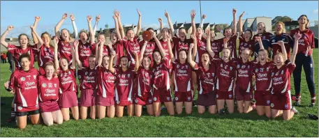  ??  ?? Cheers of joy from the St. Martin’s squad after retaining their title in Bellefield on Saturday.