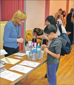  ?? 01_B33potter0­2 ?? Family learning worker Tracy Devlin conducts exciting experiment­s with children, explaining the concepts of acids and alkalines and their impact on digestion.