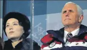  ?? AFP ?? US Vice President Mike Pence and North Korean leader’s sister Kim Yo Jong at the opening ceremony of the 2018 Winter Olympics.