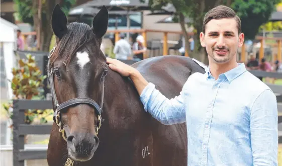 ?? Picture: SUPPLIED ?? Gold Coast trainer Michael Costa with the $560,000 Brazen Beau colt who will be aimed at the 2020 Golden Slipper.