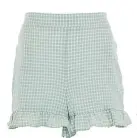  ??  ?? Green gingham frill hem shorts, £8, Primark.