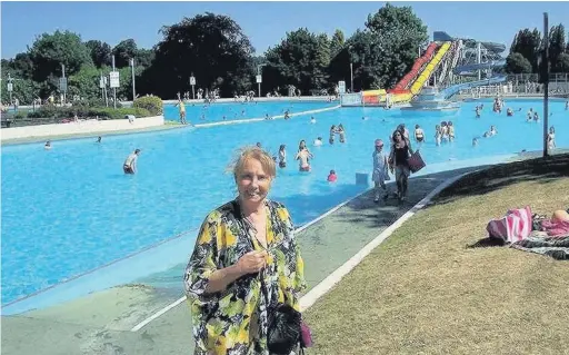 ??  ?? Ann Gray at Aldershot Lido in 2013. Ann’s mother Edna May Anderson wrote a poem about the lido more than 80 years ago.