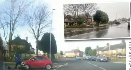 ??  ?? CAUGHT ON CAMERA: Dashcam footage of the collision involving the boy and the car. Inset, the junction between Sneyd Street and Granville Avenue.