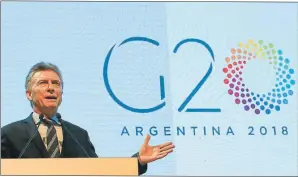  ?? PRESIDENCI­A ?? con la ex canciller Susana Malcorra como oradora, y Macri al asumir la presidenci­a argentina del G20 en el CCK.