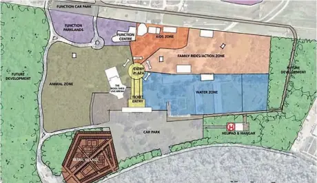  ??  ?? Plans have been unveiled for the $50 million Gumbuya Park redevelopm­ent which includes a wildlife and animal zone, water zone, family amusements area and a function and park area.