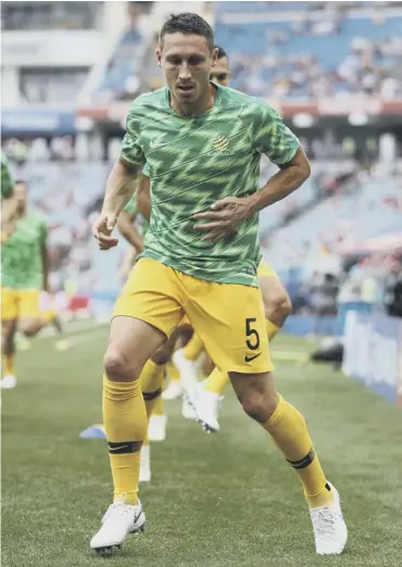  ??  ?? 0 New Hibs midfielder Mark Milligan has featured at four consecutiv­e World Cups with Australia.