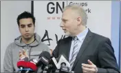  ?? JOHN MAHONEY/ THE GAZETTE ?? MP Jean-François Lisée and hip-hop artist David Hodges are promoting Hodges’s song Notre Home, which aims to build bridges among Quebecers.