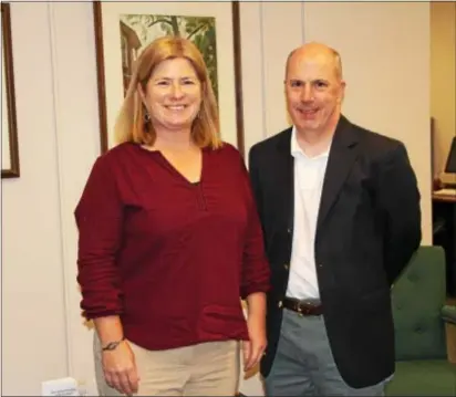  ??  ?? The School District of Haverford Township welcomes Colleen Bennett who was recently sworn School Board Director. She is pictured here with Denis Gray, Board President. in as a