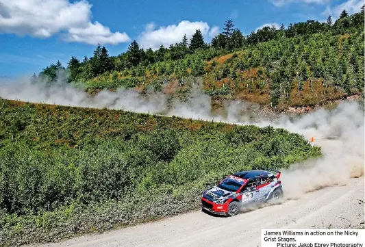  ?? ?? James Williams in action on the Nicky Grist Stages.
Picture: Jakob Ebrey Photograph­y