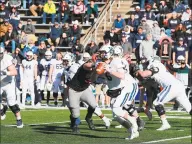  ?? Yale Athletics / Contribute­d photo ?? Yale quarterbac­k Kurt Rawlings looks to pass against Princeton on Saturday.