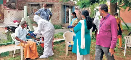  ??  ?? AN ICMR TEAM
collecting blood samples in Coimbatore district in Tamil Nadu.