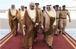  ??  ?? KUWAIT: Deputy Prime Minister and Interior Minister Sheikh Khaled Al-Jarrah AlSabah welcomes Omani Interior Minister Hamoud bin Faisal Al-Busaidi. — KUNA