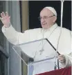  ?? AP ?? Pope Francis salutes the faithful from his studio overlookin­g St. Peter’s Square on Monday.