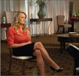  ?? CBS NEWS — 60 MINUTES VIA AP ?? This image released by CBS News shows Stormy Daniels, left, during an interview with Anderson Cooper which will air on Sunday on “60 Minutes.”