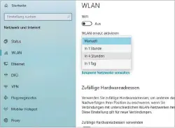  ??  ?? Sie können Windows 10 so einstellen, dass es das WLAN nach einer bestimmten Zeit automatisc­h aktiviert. Auch bei Android-smartphone­s ist das möglich.