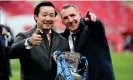  ?? Nick Potts/EPA ?? Leicester City chairman Aiyawatt ‘Top’ Srivaddhan­aprabha and manager Brendan Rodgers celebrate with the FA Cup after beating Chelsea in the 2021 final. Photograph: