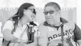  ??  ?? Andy and Elena Berame during the Brigada Eskwela Island Caravan 2018 in Olango.