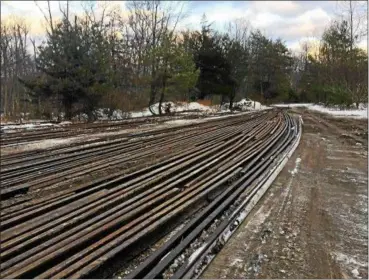  ?? FILE PHOTO BY RYAN LENNOX ?? Rails that have been removed in the former Ulster & Delaware corridor near the Ashokan Reservoir lie side by side last month.