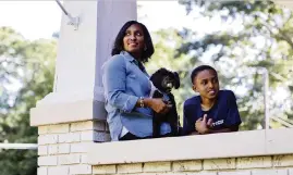  ?? MELISSA GOLDEN NYT file ?? Top left; Tiffany Wilkes, her son, Logan, and the family’s dog enjoy some fresh air on the front porch of their home in southwest Atlanta. Top right from left: Ben Burkholder, Abby Zwillinger, Kevin Graham, Taylor Mecham and Jesse Bishop socialize on the porch of their rental property in Westbrook, Conn., where they relocated from New York during the pandemic. Porches aren’t a modern architectu­ral phenomenon, but they are enjoying a contempora­ry comeback.