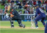  ?? AP ?? New Zealand’s Ross Taylor (left) plays a shot against England during their opening ODI in Hamilton on Sunday. —