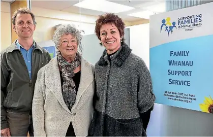  ?? PHOTO: MARION VAN DIJK/ FAIRFAX NZ ?? Supporting Families in Mental Illness Nelson branch committee secretary Martin Love, left, committee member Sharon Martin and manager Susan O’Connell.