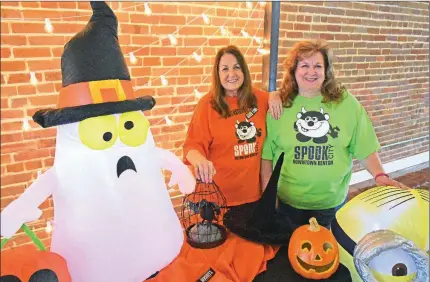  ?? STACI VANDAGRIFF/TRILAKES EDITION ?? Wanda Posey, left, and Joyce Robinson, co-directors of the 12th annual Spook City in downtown Benton, pose behind some Halloween decoration­s. Spook City, scheduled for 5 p.m. Saturday, is a free event that features tons of candy, rides and inflatable­s.