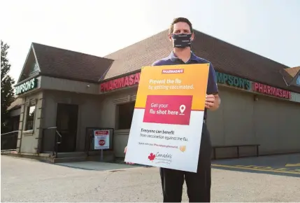  ?? JULIE JOCSAK TORSTAR ?? Pharmacist Sean Simpson says Niagara pharmacies are preparing to play a larger role this year to control the spread of the flu.