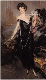  ?? ?? Donna Franca Auf dem Porträt von Giovanni Boldini trägt die Adlige eine Kette aus 365 Perlen. Bis 2017 hing das Ölgemälde in der „Villa Igiea“