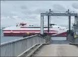  ?? Photograph courtesy of Mull and Iona Ferry Committee. ?? MV Pentalina undertakin­g berthing trials at Craignure Pier on Mull in June this year. MV Pentalina was designed by the same company who created the proposed Mull catamaran, and is of similar size.