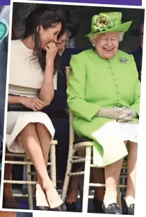  ?? ?? Raising their profile? Prince Edward and wife Sophie at Royal Ascot this week. Above: Meghan and the Queen sharing a joke on an engagement last week