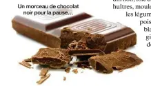  ??  ?? Un morceau de chocolat noir pour la pause…